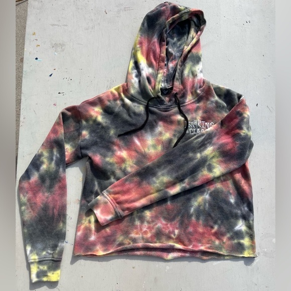Women's Lurking Class Hoodie Multicolor Spell-Out S Streetwear CROPPED Tie Dyed - Picture 11 of 16
